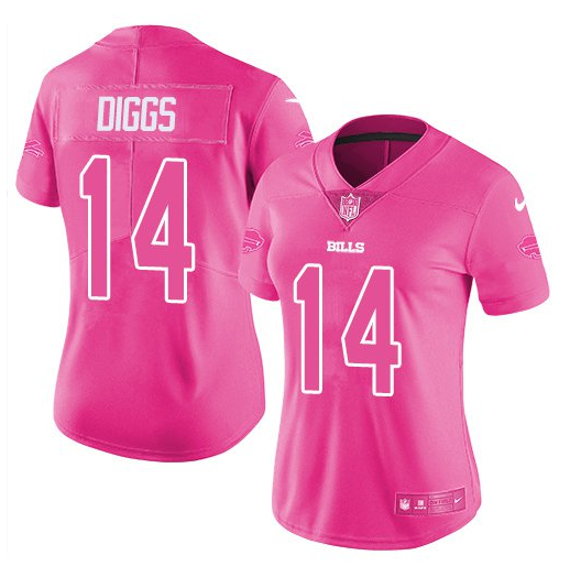 Women's Buffalo Bills #14 Stefon Diggs Pink Vapor Untouchable Stitched Jersey(Run Small)